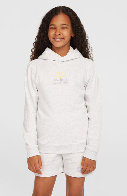 Back Print Hoodie Kids White Melange
