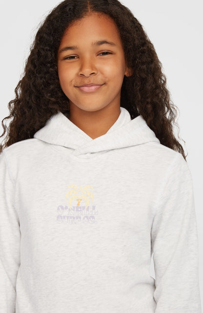 Back Print Hoodie Kids White Melange