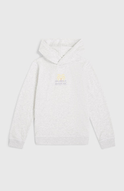 Back Print Hoodie Kids White Melange
