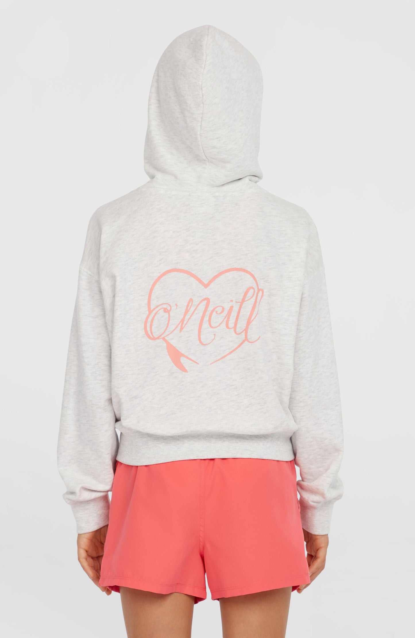 Script Falf-Zip Hoodie Kids White Melange