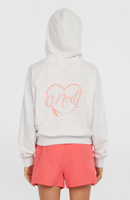 Script Falf-Zip Hoodie Kids White Melange
