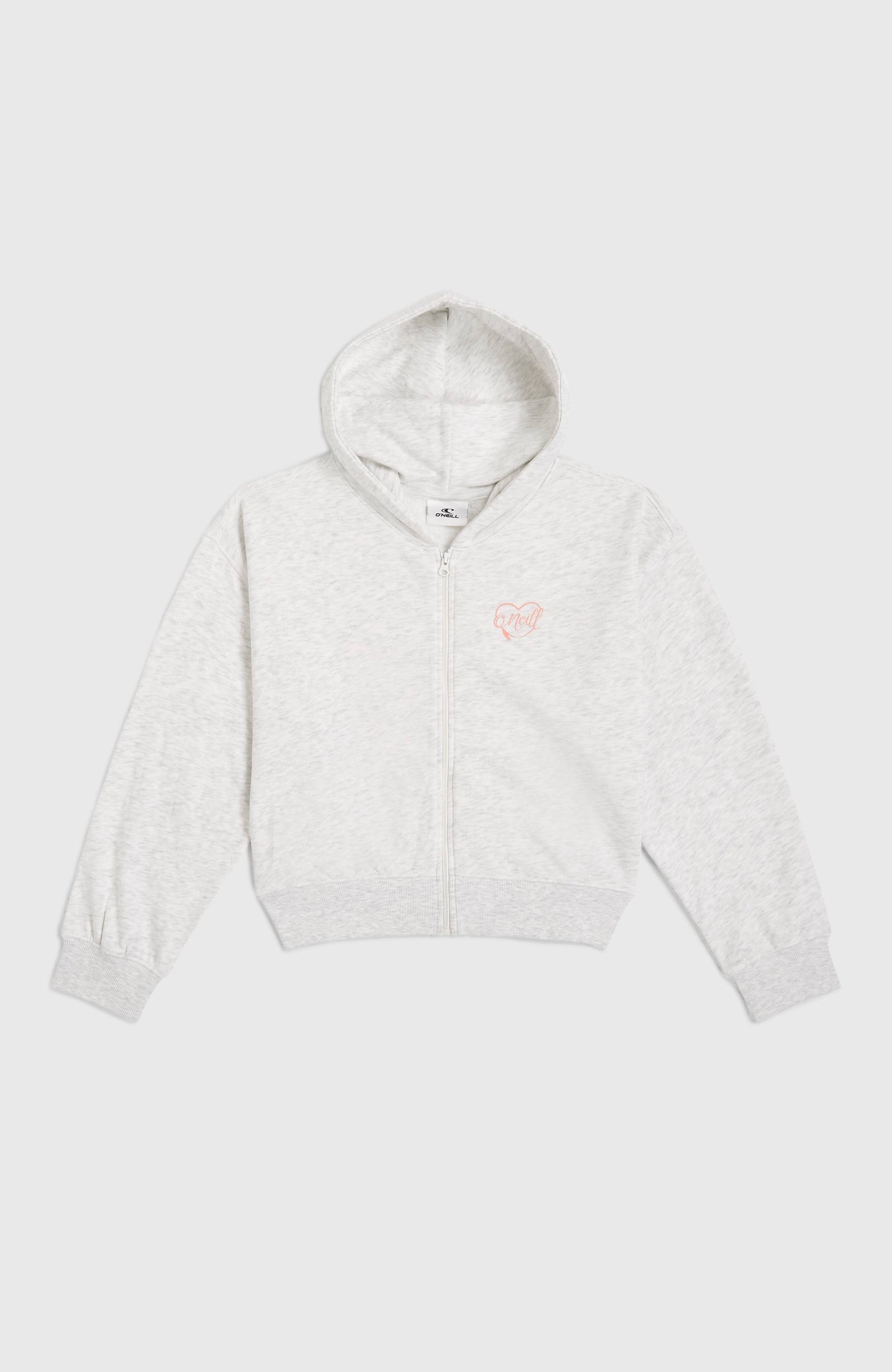 Script Falf-Zip Hoodie Kids White Melange