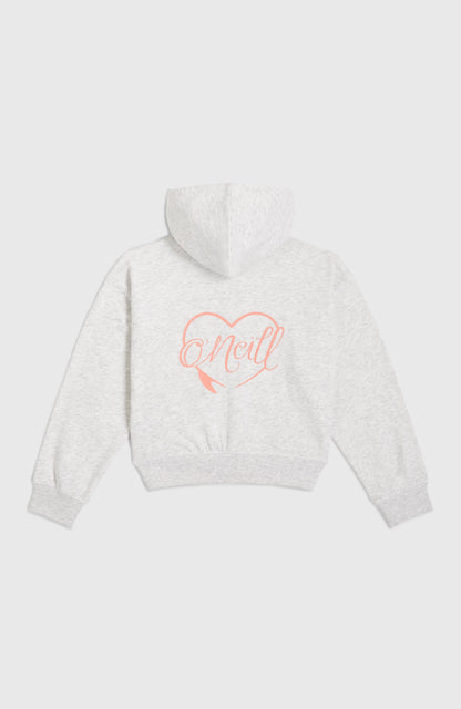 Script Falf-Zip Hoodie Kids White Melange