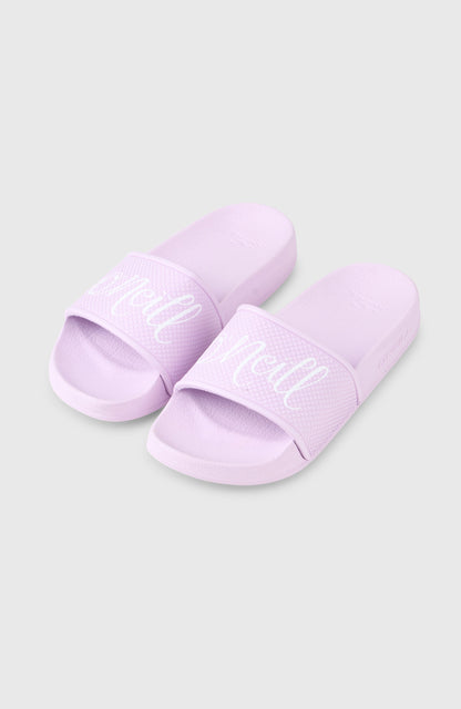 O'Neill Script Slides Kids Pale Lavender