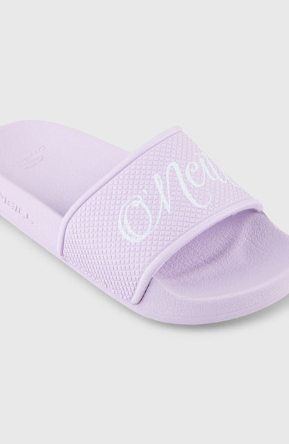 O'Neill Script Slides Kids Pale Lavender