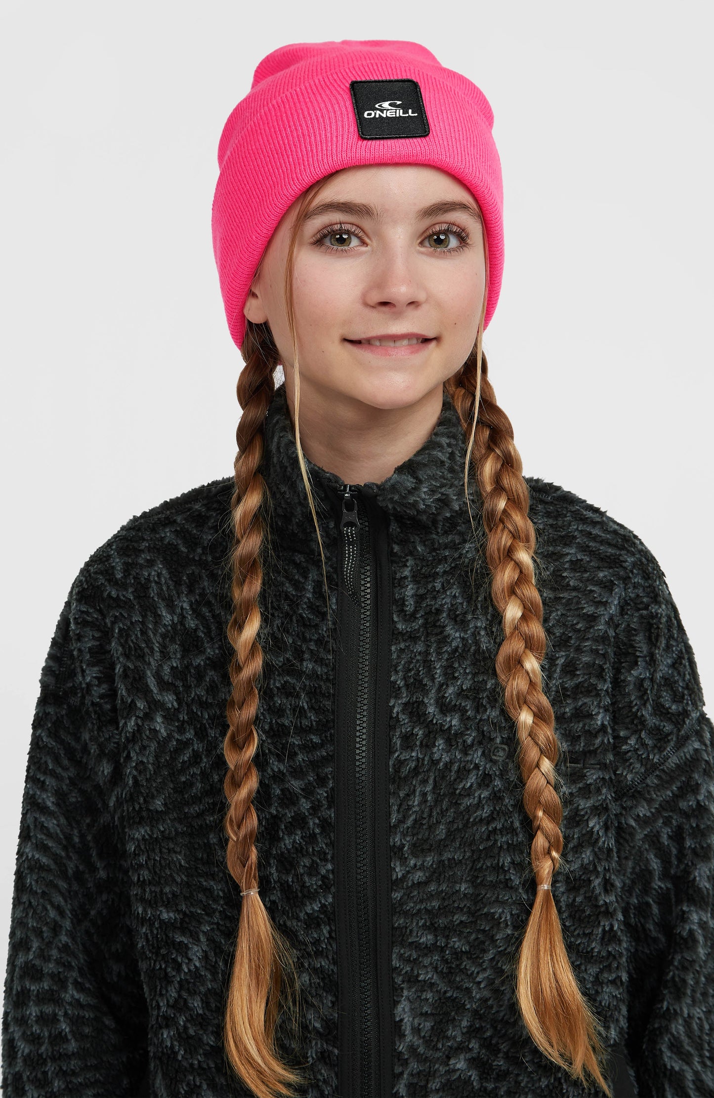 High-Pile Full-Zip Fleece Kids Black Animalica