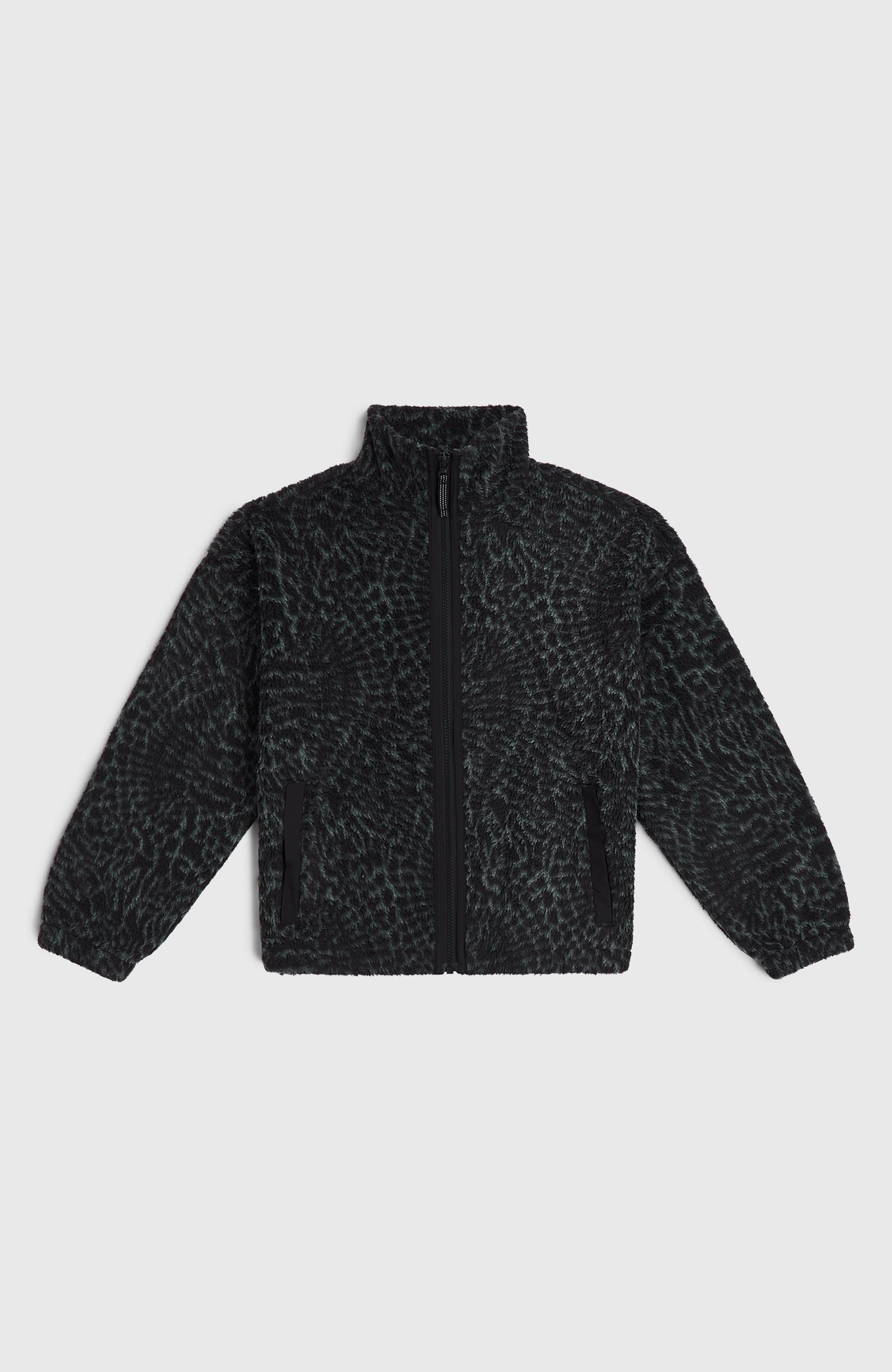 High-Pile Full-Zip Fleece Kids Black Animalica