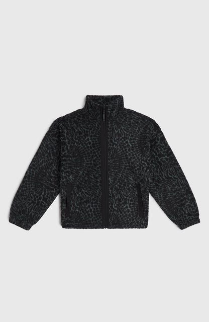 High-Pile Full-Zip Fleece Kids Black Animalica