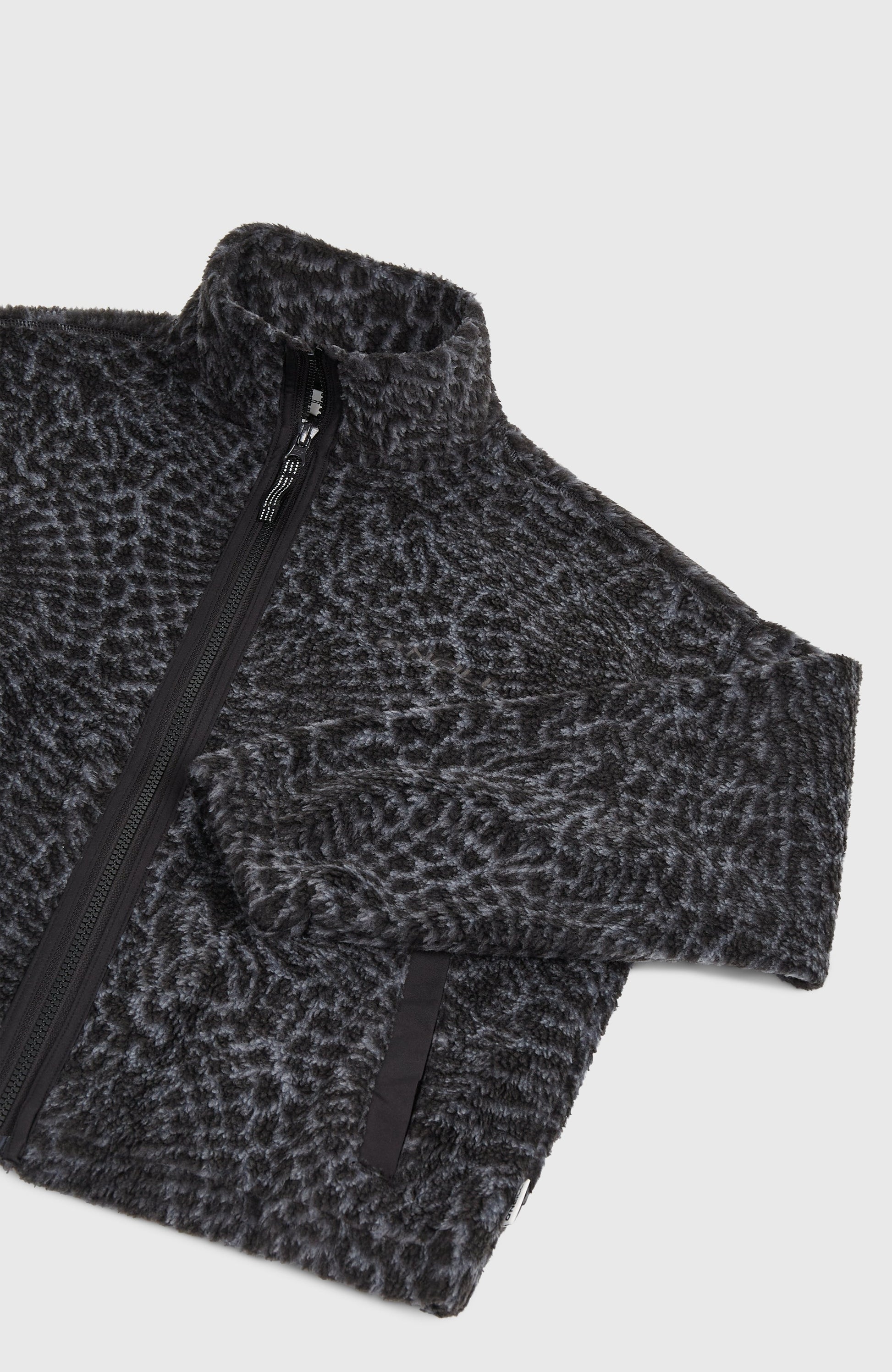 High-Pile Full-Zip Fleece Kids Black Animalica