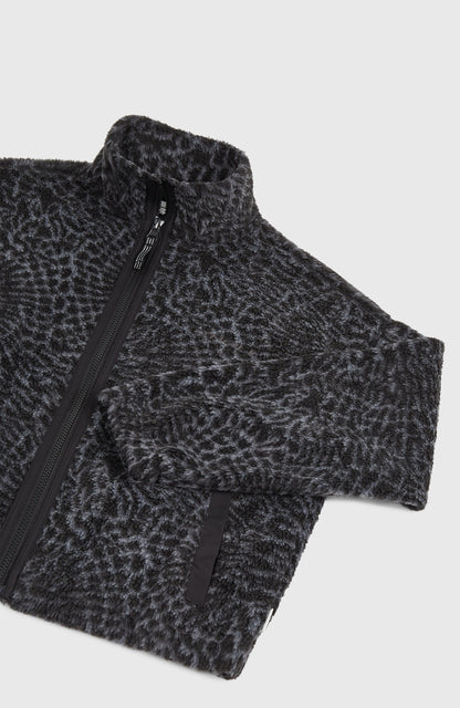 High-Pile Full-Zip Fleece Kids Black Animalica