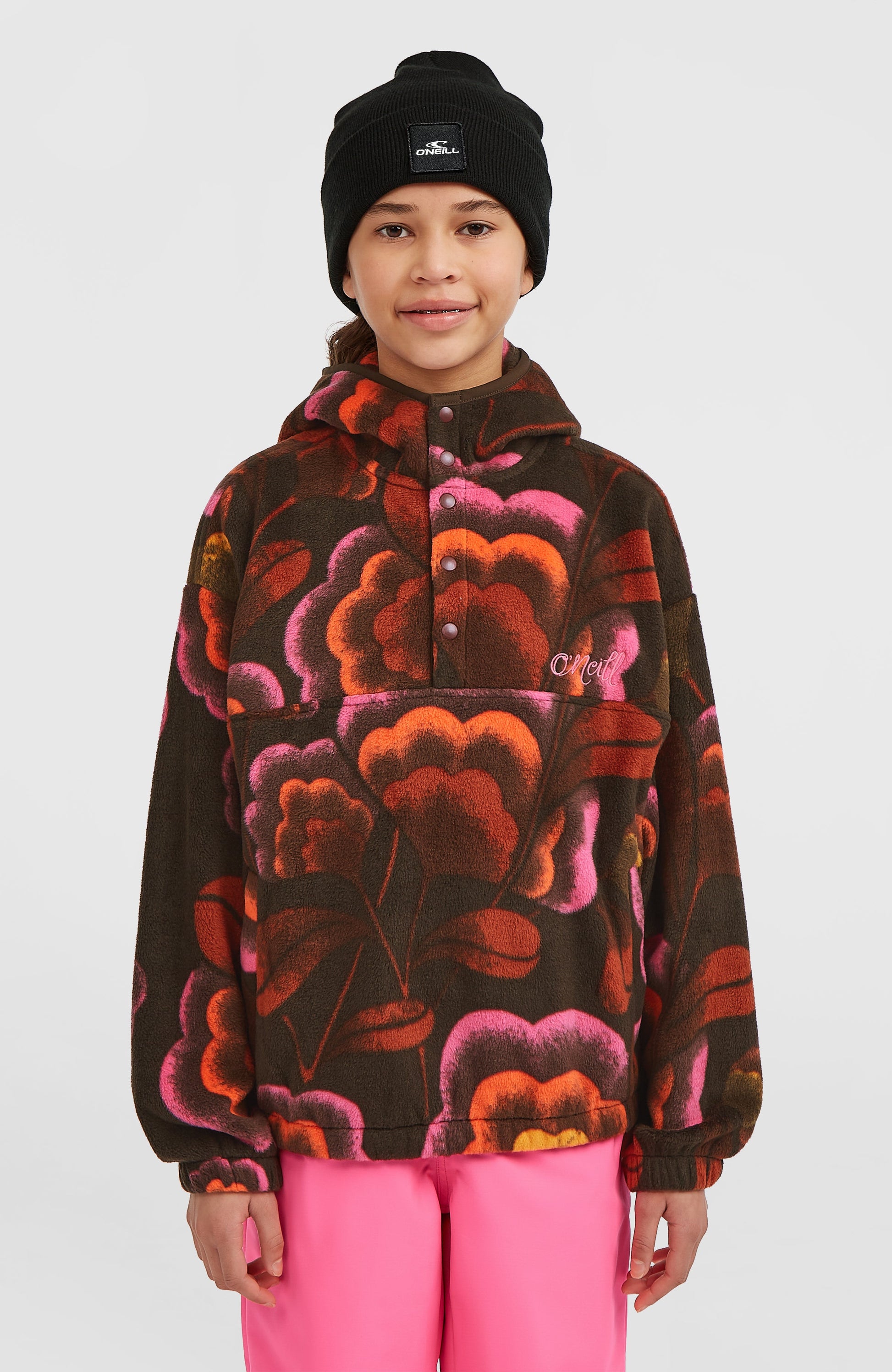 Superfleece Half-Zip Hoodie Kids Brown Originals Flower