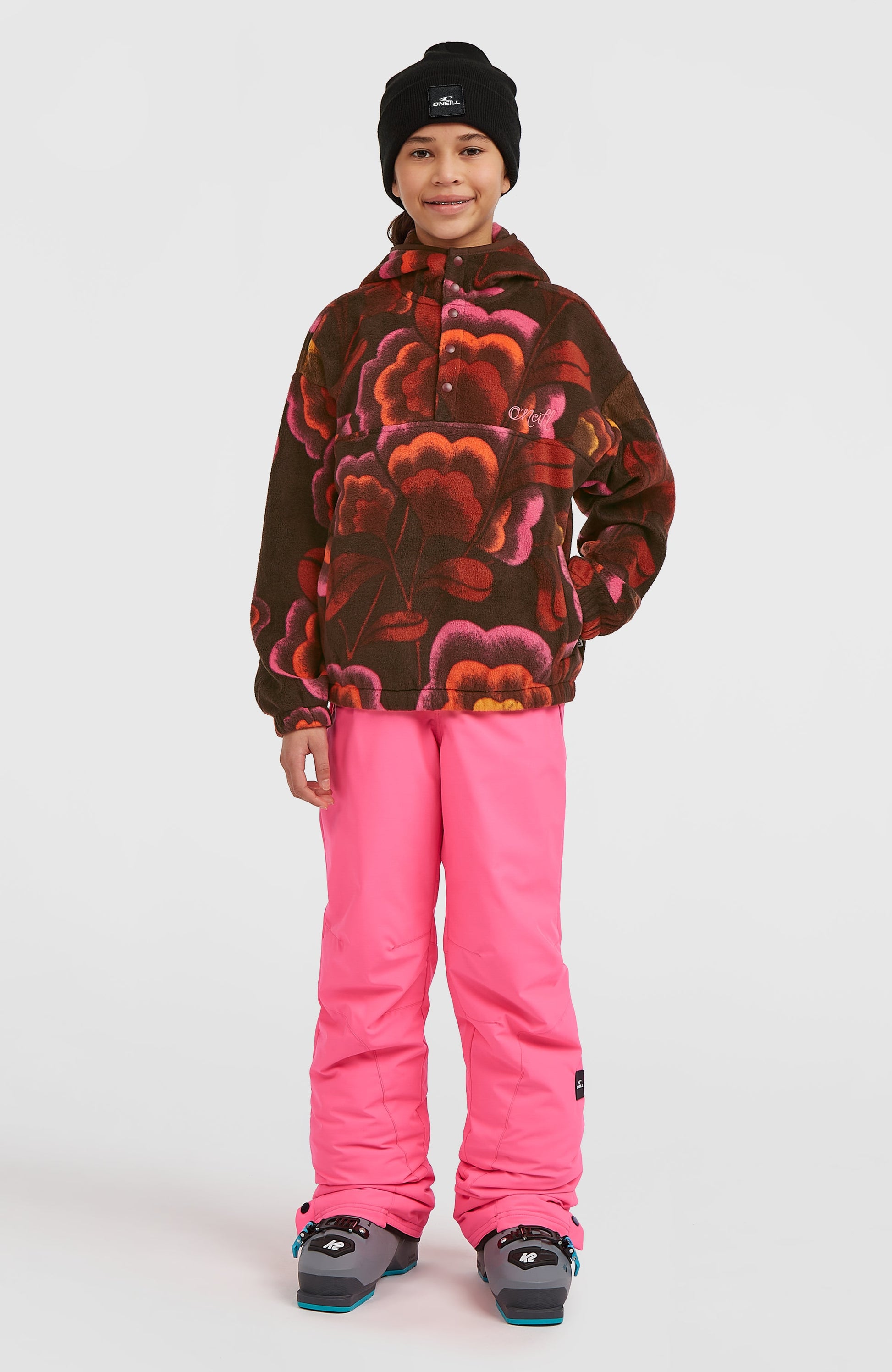 Superfleece Half-Zip Hoodie Kids Brown Originals Flower