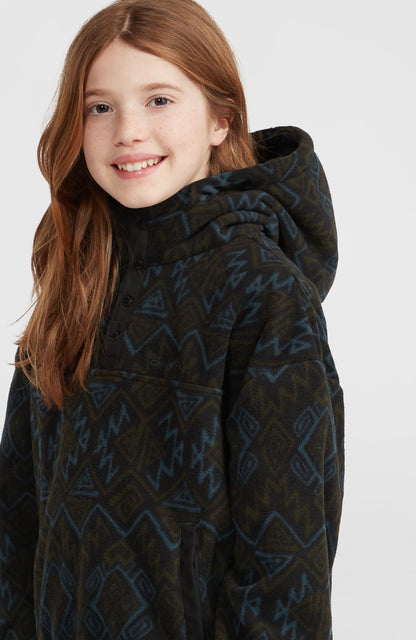 Superfleece Half-Zip Hoodie Kids Black Retro Ikat