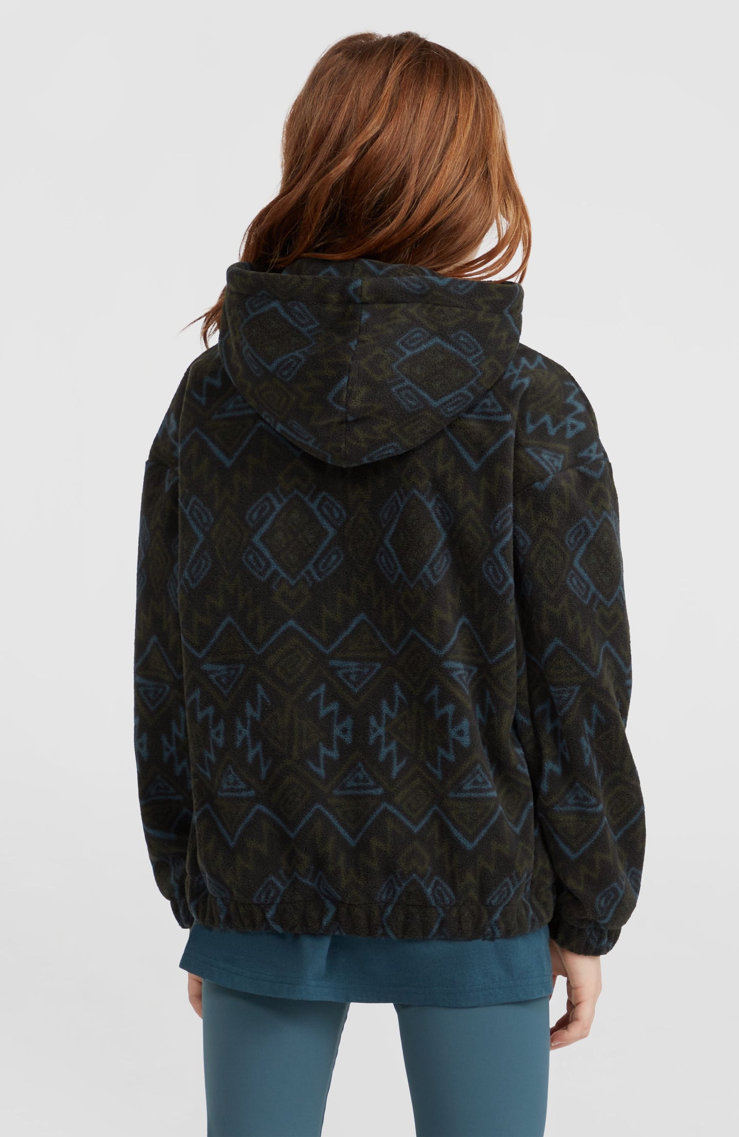 Superfleece Half-Zip Hoodie Kids Black Retro Ikat