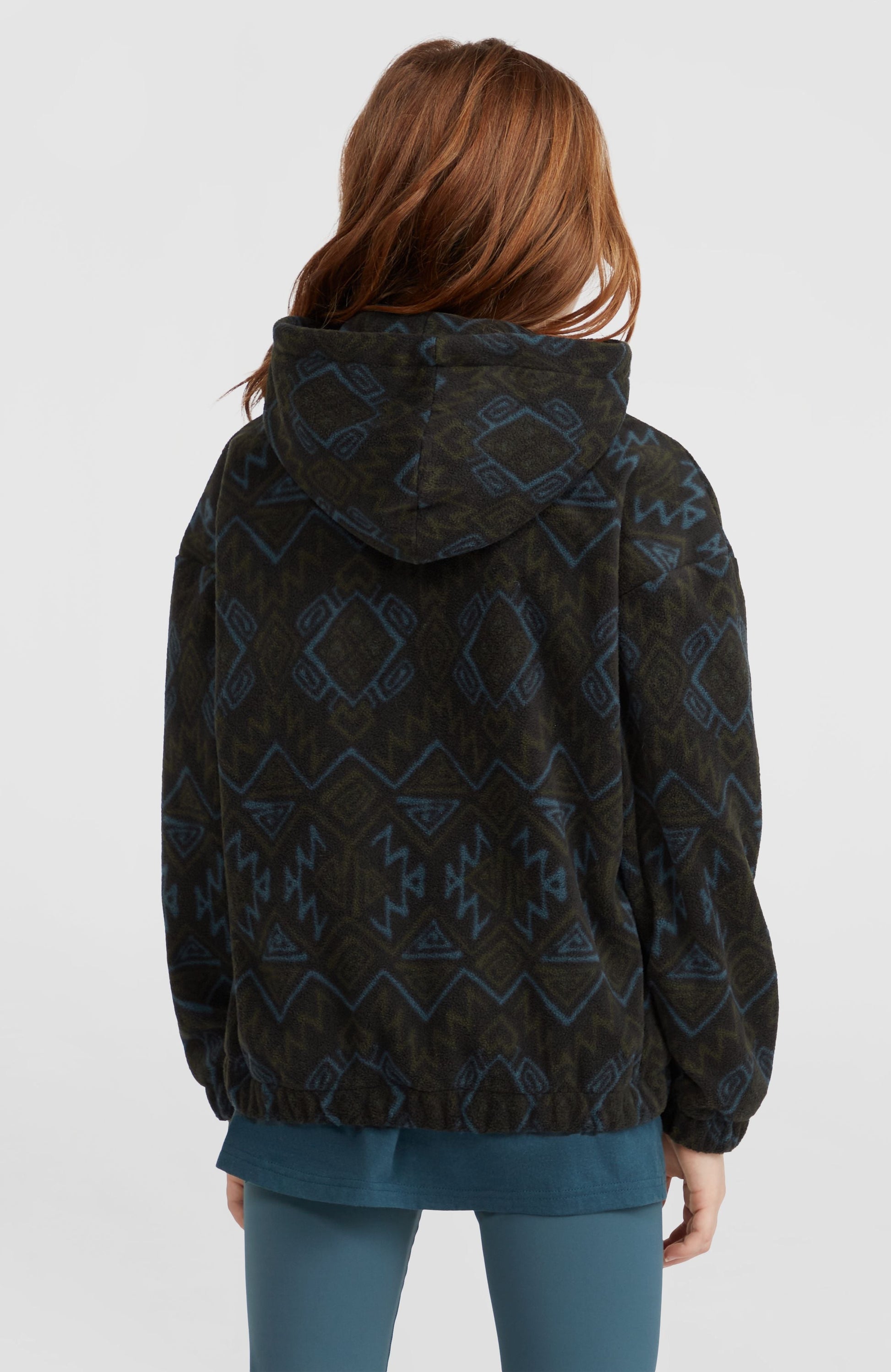 Superfleece Half-Zip Hoodie Kids Black Retro Ikat