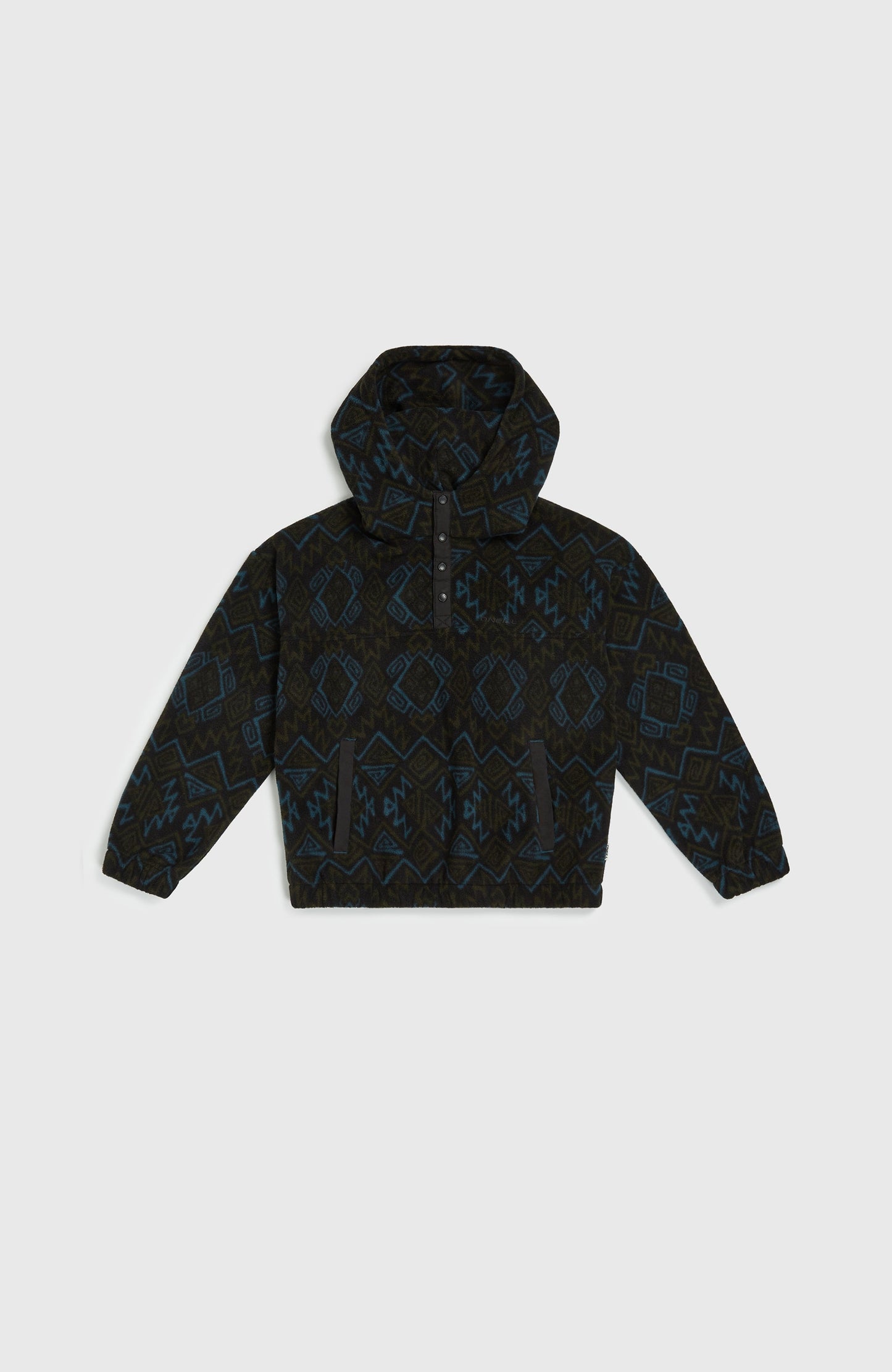 Superfleece Half-Zip Hoodie Kids Black Retro Ikat