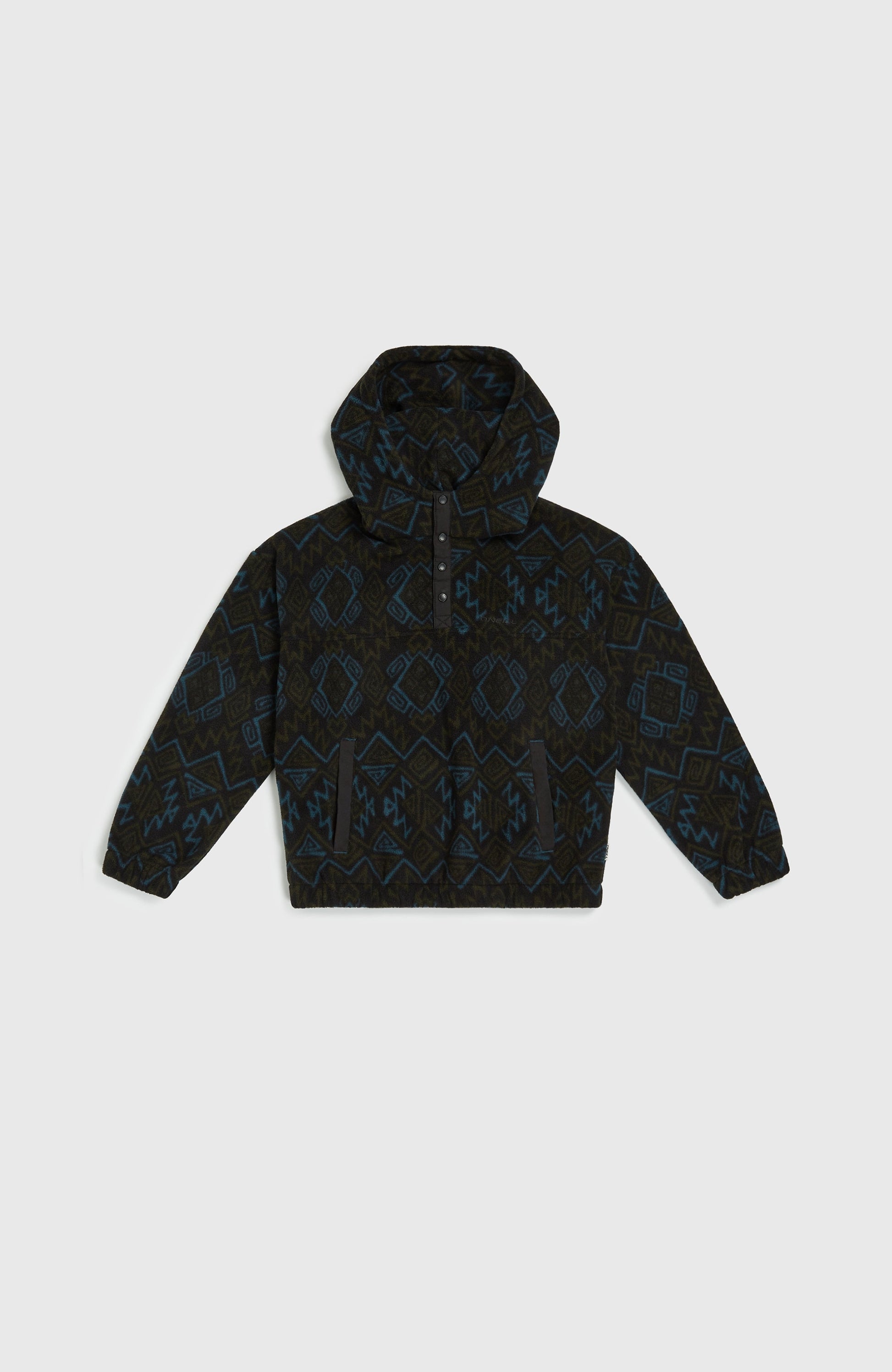 Superfleece Half-Zip Hoodie Kids Black Retro Ikat