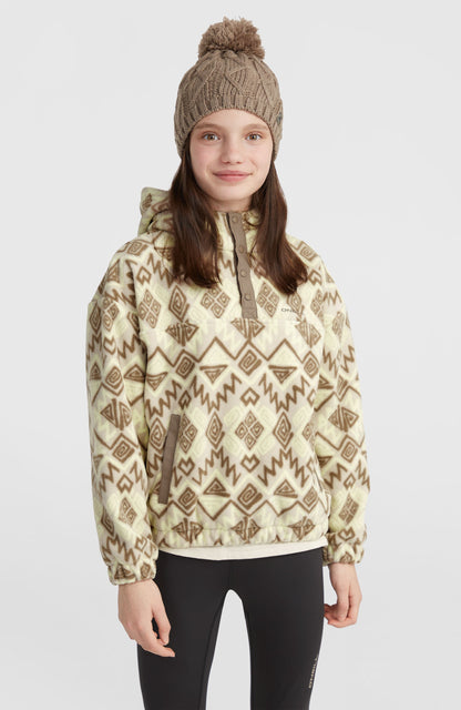 Superfleece Half-Zip Hoodie Kids Grey Retro Ikat