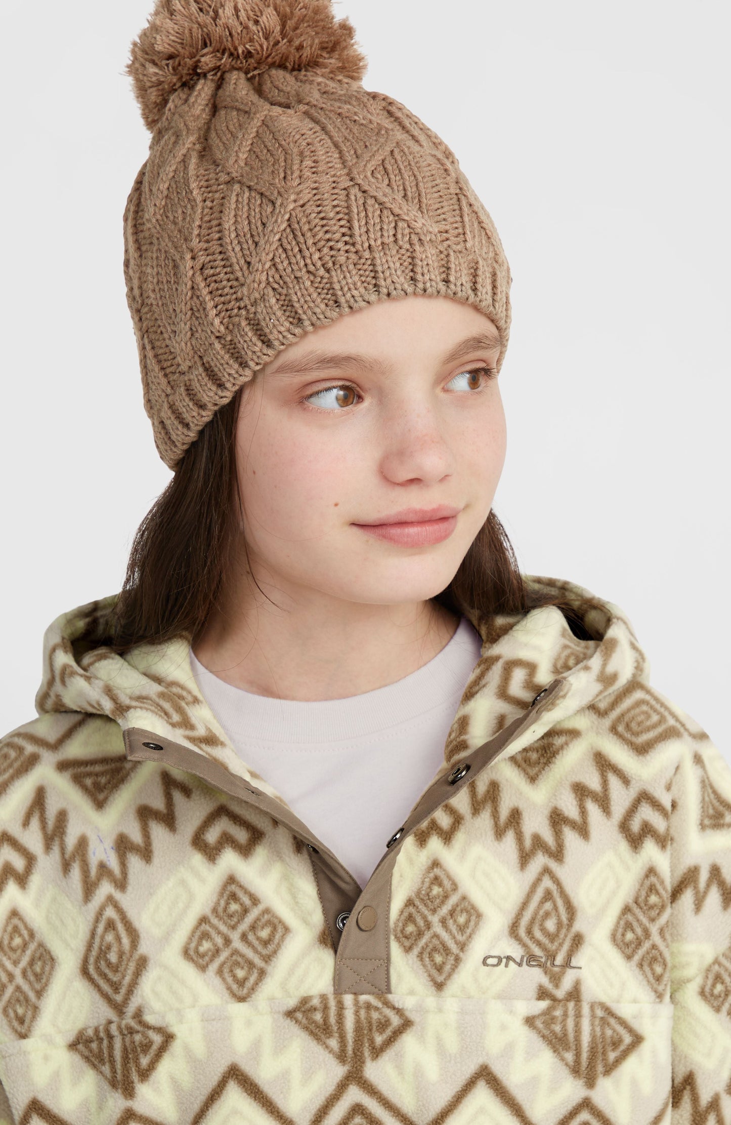 Superfleece Half-Zip Hoodie Kids Grey Retro Ikat