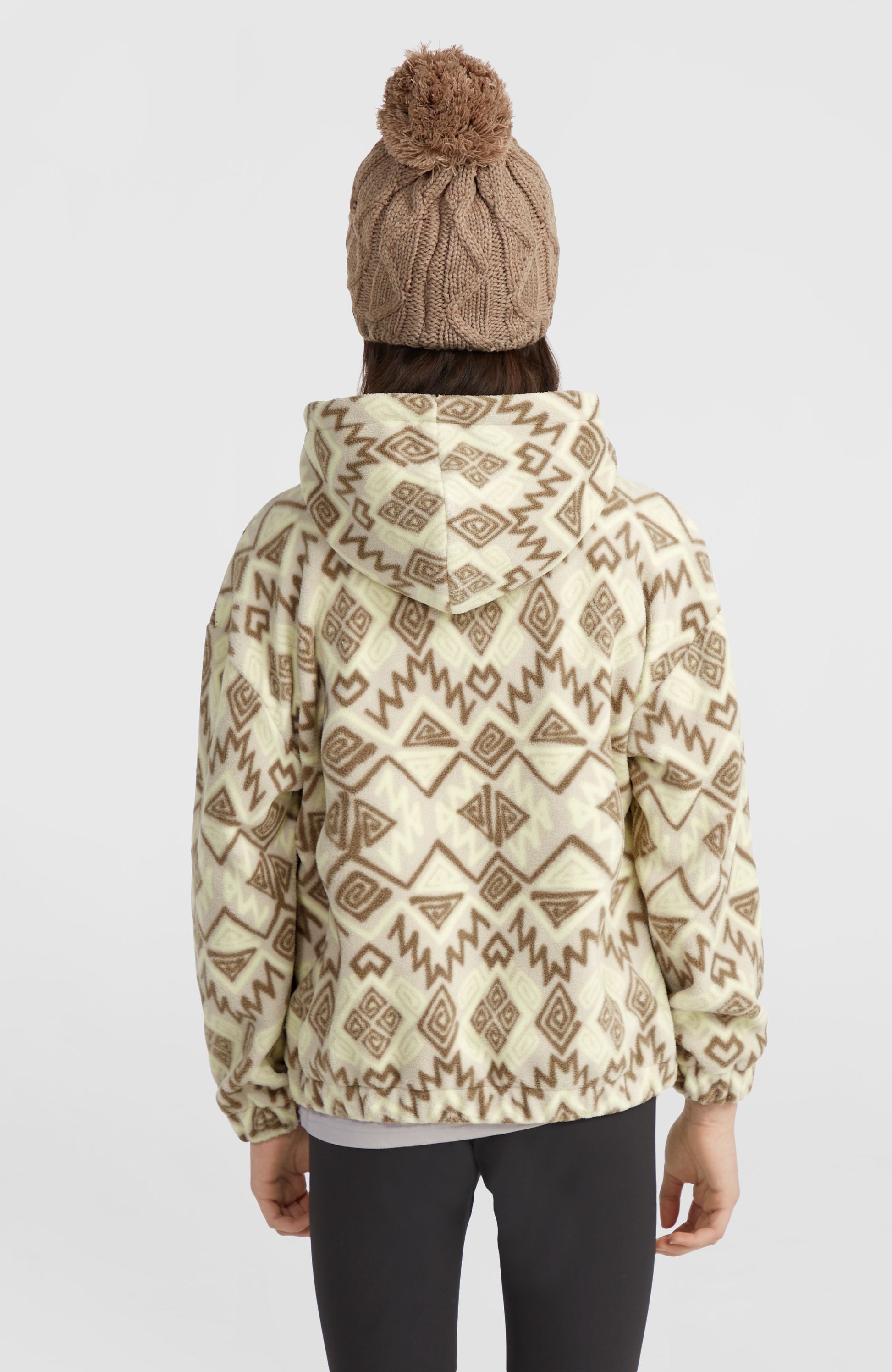 Superfleece Half-Zip Hoodie Kids Grey Retro Ikat