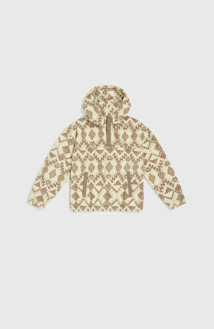 Superfleece Half-Zip Hoodie Kids Grey Retro Ikat
