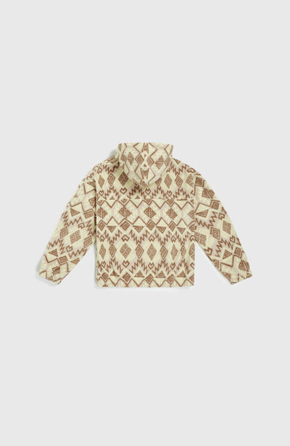 Superfleece Half-Zip Hoodie Kids Grey Retro Ikat
